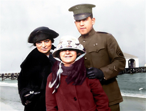 gerald stocker with his wife and child at the shore