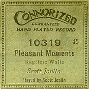 rare piano roll label for pleasant moments played by joplin