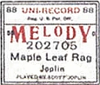 uni-record maple leaf rag roll label